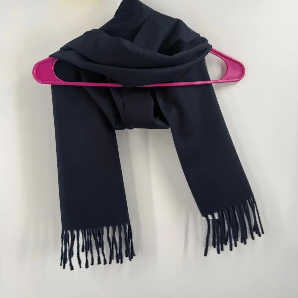 J.Crew Scarf Cashmere Wool Blend NWT Men Unisex Navy Made In Italy Winter Fringe